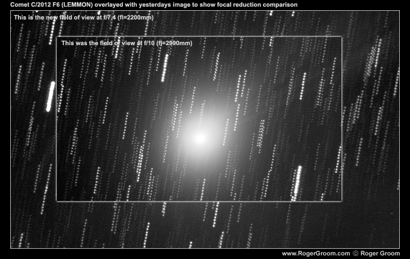 Example of Comet C/2012 F6 (LEMMON) focal reduction comparison