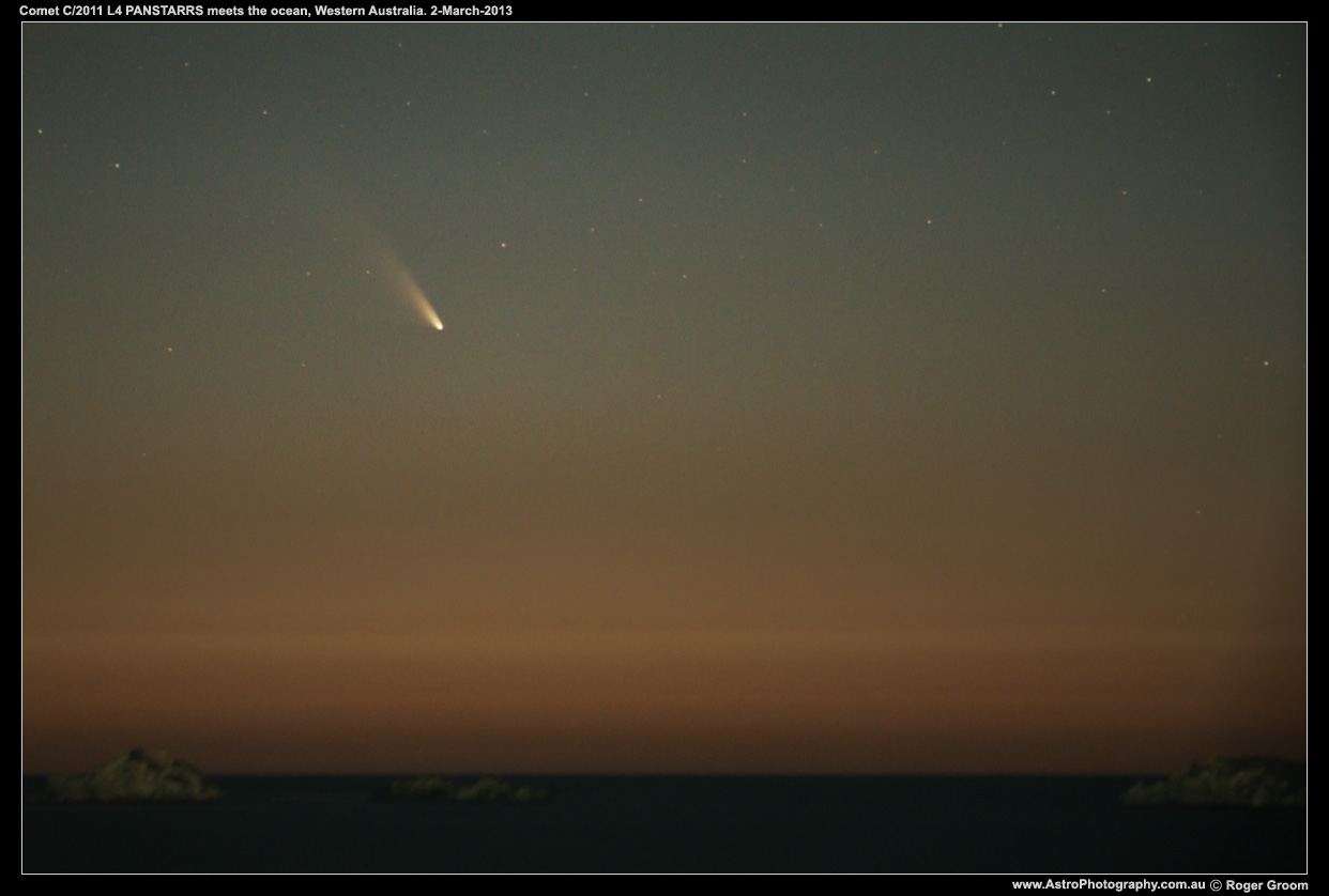 Photograph of Comet C/2011 L4 PANSTARRS meets the ocean