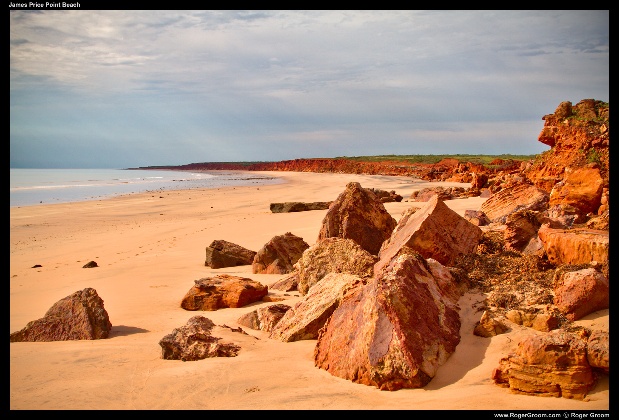 A photograph of James Price Point with mid afternoon sunrays