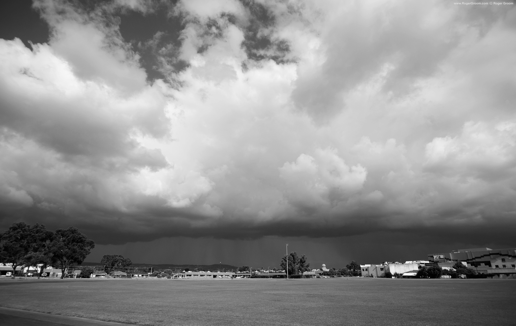Storm clouds over Midland Oval, Western Australia.
